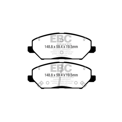 EBC PD03KF1644 Hyundai Kia Yellowstuff Front Brake Pad & Plain Disc Kit 2 | ML Performance EU Car Parts