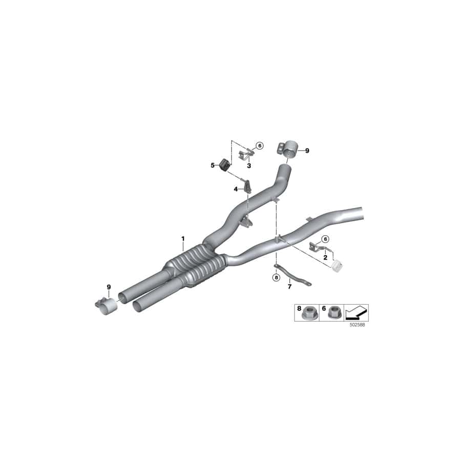 Genuine BMW 18307629377 F13 F12 Center Muffler (Inc. 650iX 4.4, 650i & 650iX) | ML Performance EU Car Parts