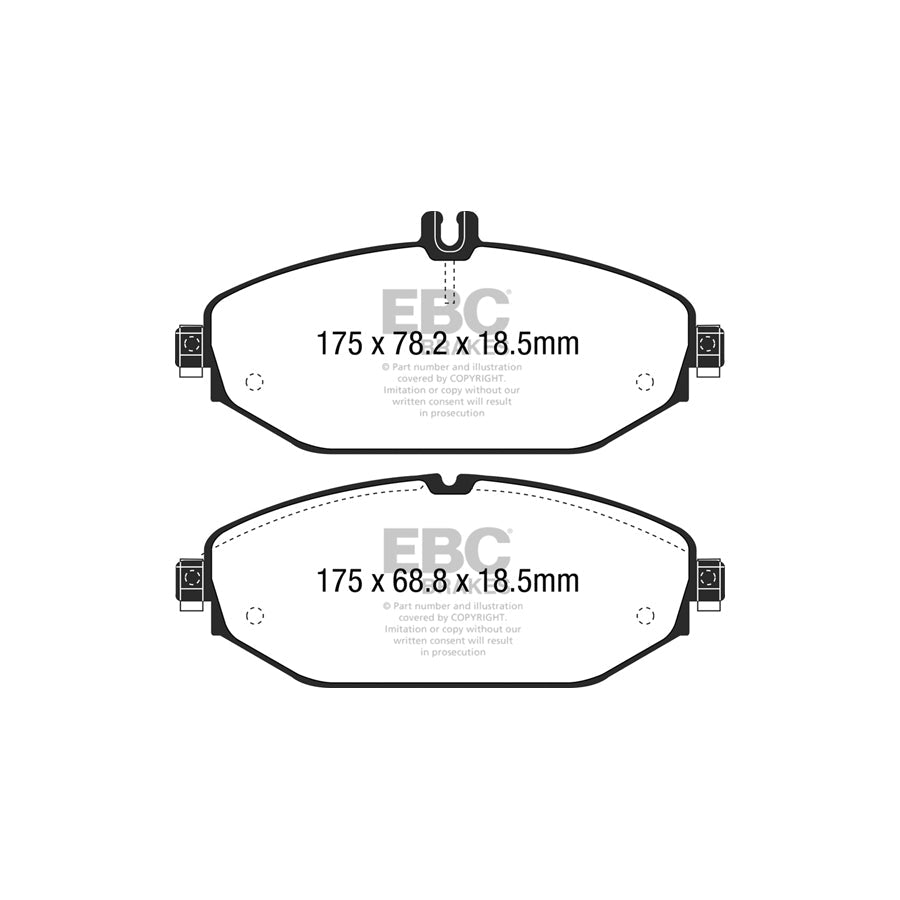 EBC PD02KF667 Mercedes-Benz W/S/C/A205 W/S213 A/C238 Redstuff Front Brake Pad & Plain Disc Kit - ATE/TRW Caliper 2 | ML Performance EU Car Parts