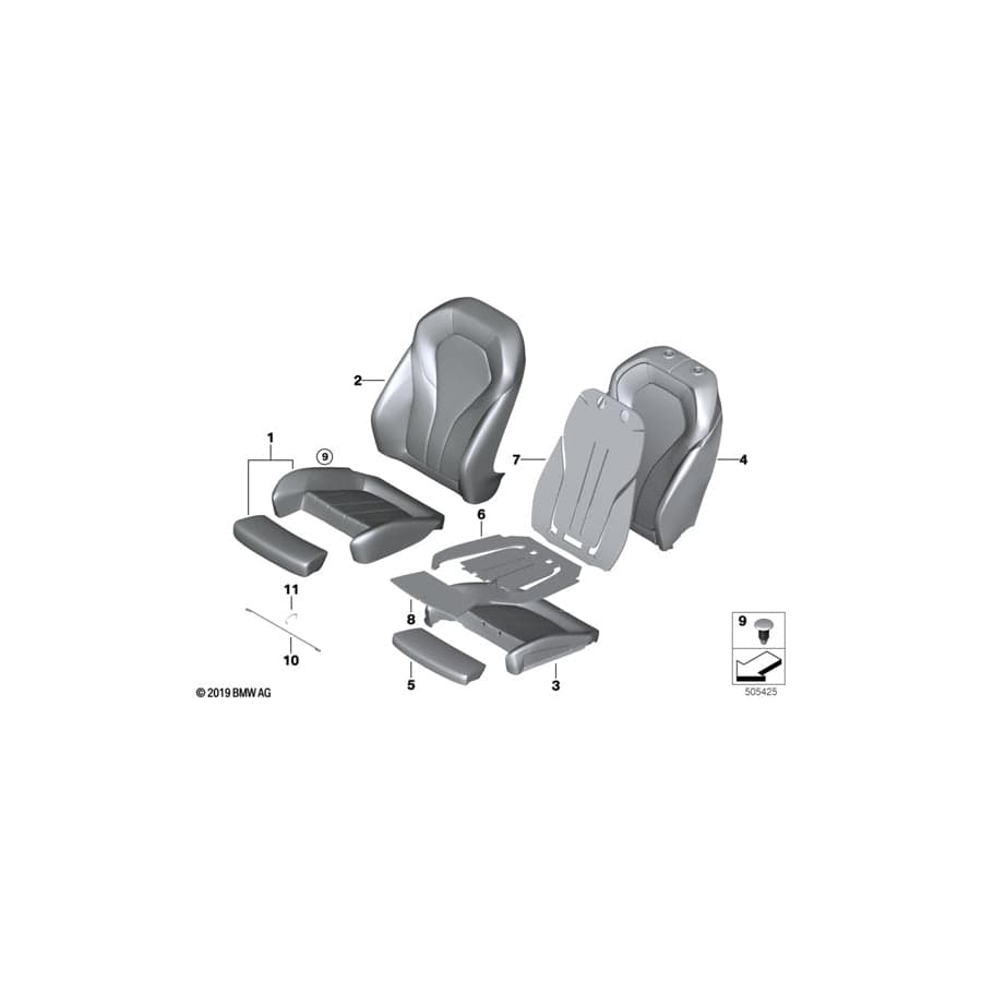 Genuine BMW 52107387699 G30 G31 G32 Foam Pad Sport Backrest Left (Inc. 520i 1.6, 640i & 630iX) | ML Performance EU Car Parts