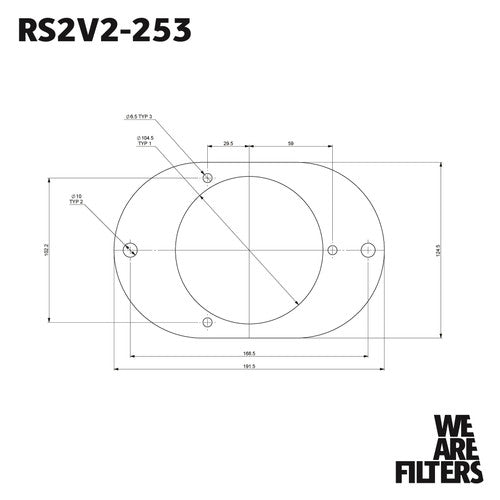 Ramair RS2V2-253-403 Carburettor Foam Air Filter with Baseplate to fit Weber 23/32 TLD - 65mm Internal Height