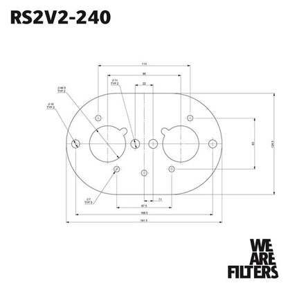 Ramair RS2V2-240-401 Carburettor Foam Air Filter with Baseplate to fit Weber 40 IDF - 25mm Internal Height