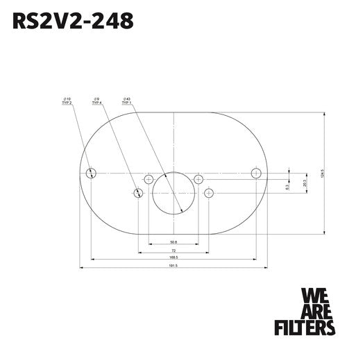 Ramair RS2V2-248-403 Carburettor Foam Air Filter with Baseplate to fit SU HS6 (Mini Offset) - 65mm Internal Height