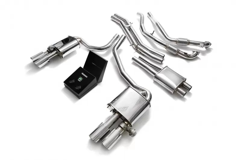 Valvetronic Exhaust System Audi S4 S5 with Chrome Silver Tips | ML Performance Car Parts