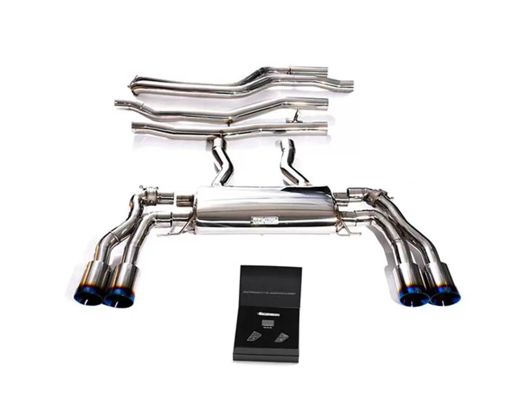 Valvetronic Exhaust System BMW F98 X4M with Blue Coated Tips | ML Performance Car Parts
