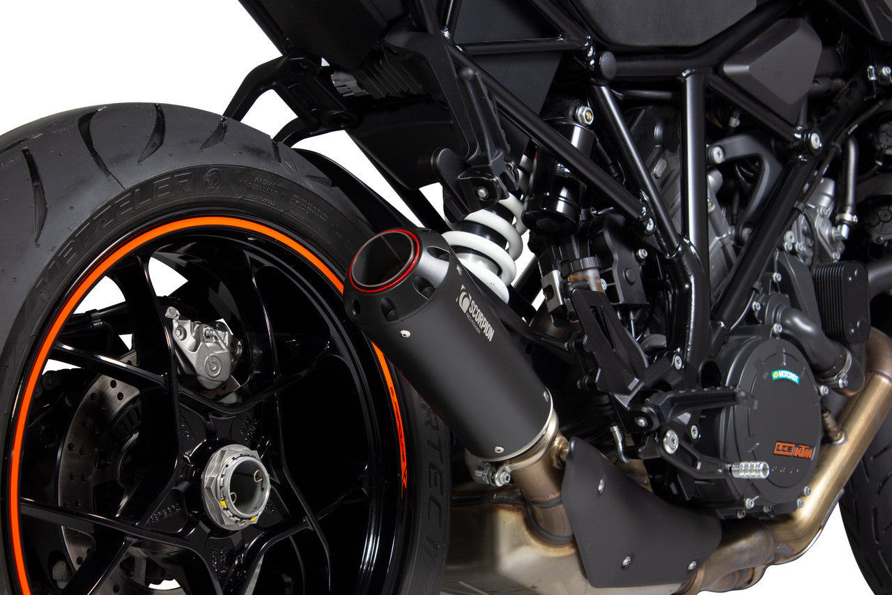 Scorpion PKT90BCER Red Power Slip-on - Black Ceramic Coated Sleeve - 1290 Superduke R - 2014 - 2019