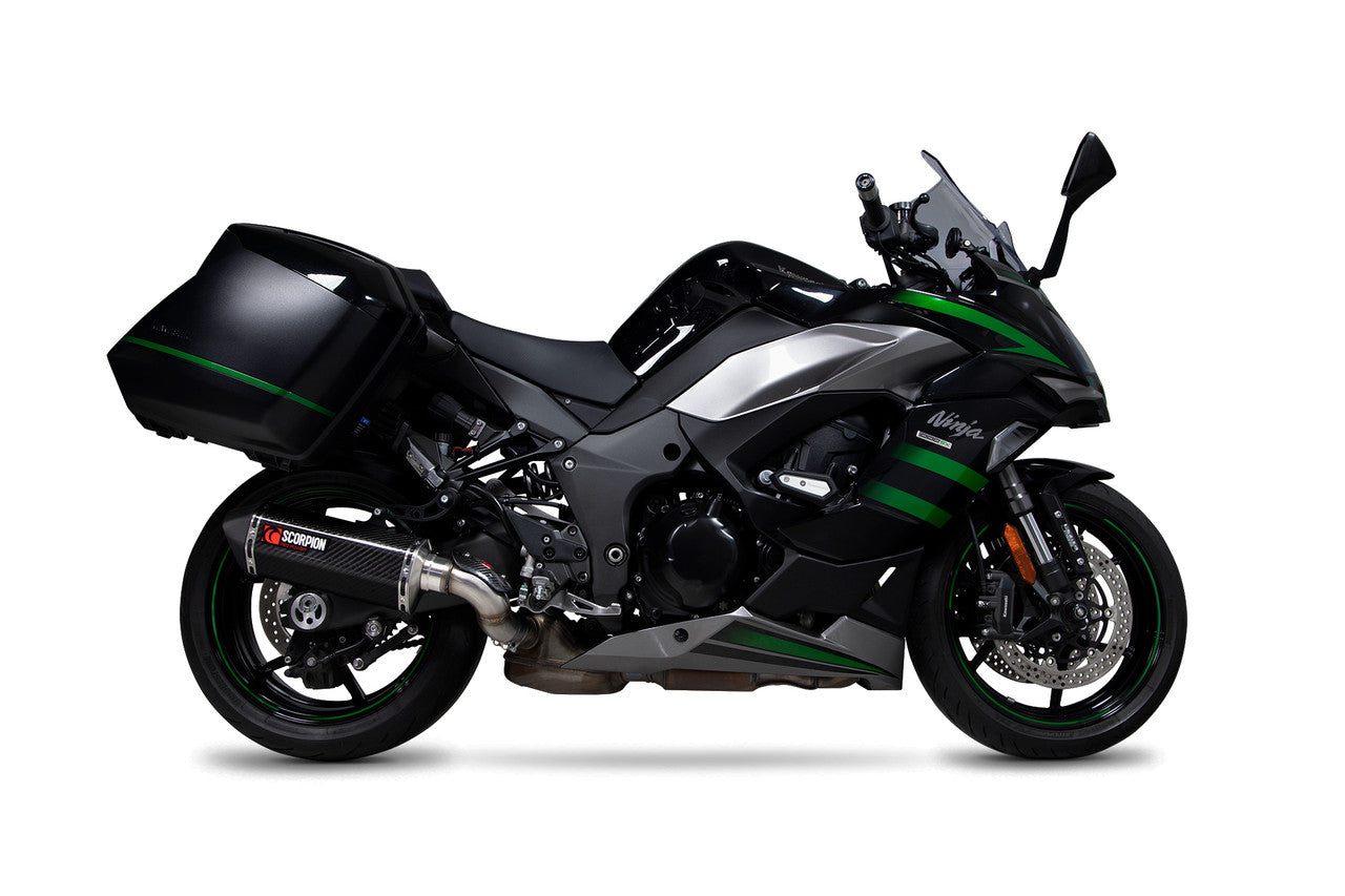 Scorpion RKA137CEO Serket Parallel Slip-on Carbon Fibre Sleeve. Fits With Panniers - Ninja 1000 SX - 2020 - 2024