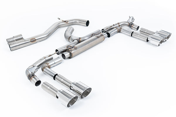 Milltek SSXAU1019 Audi Race System - 80mm Non-Resonated Cat-Back With GT-115 Polished Tips (Loudest) (Inc. S3)
