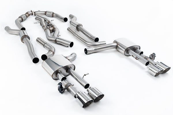 Milltek SSXAU1060 Audi Resonated Cat-Back System (Twin 80mm) With GT-115 Polished Trims  (Inc. S8)