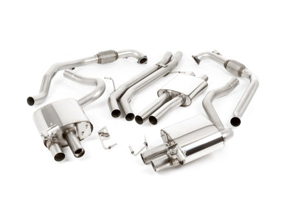 Milltek SSXAU1093 Audi Cat-Back Resonated With Quad GT-100 Titanium Trims (Inc. S4)