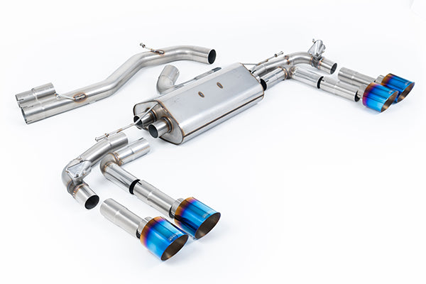 Milltek SSXAU935 Audi 80mm Non-Resonated Cat-Back With Burnt Titanium Trims (Louder) (Inc. S3)