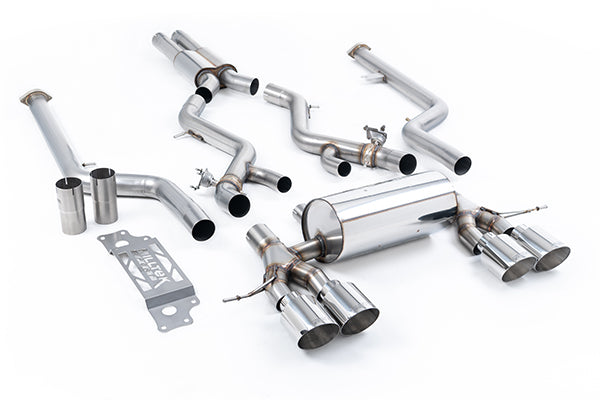Milltek SSXBM1286 BMW Cat-Back - Resonated With GT-115 Polished Trims 