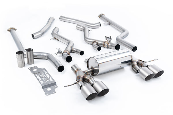 Milltek SSXBM1308 BMW Cat-Back System - Non-Resonated With GT-115 Brushed Titanium Trims