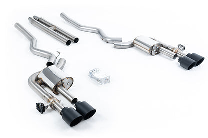 Milltek SSXFD421 Ford Active Valved Cat-Back With H Pipe And GT-115 / 4.5' Cerakote Black Tips - (Loudest) (Inc. Mustang)