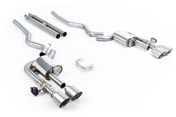 Milltek SSXFD422 Ford Active Valved Cat-Back With H Pipe And GT-115 / 4.5' Brushed Titanium Tips - (Loudest) (Inc. Mustang)