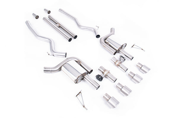 Milltek SSXFD431 Ford Active Valved Cat-Back With H Pipe And GT-100 / 4' Brushed Titanium Tips - (Loudest) (Inc. Mustang)