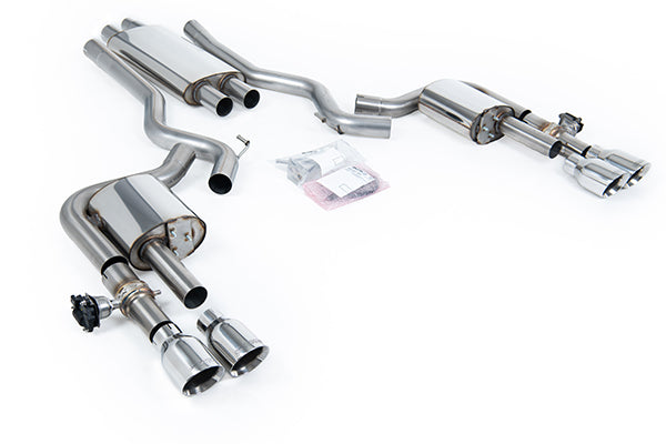 Milltek SSXFD434 Ford Dual Quad Outlet With Active Valves Resonated With GT-100 Polished Trims  (Inc. Mustang)