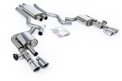 Milltek SSXFD434 Ford Dual Quad Outlet With Active Valves Resonated With GT-100 Polished Trims  (Inc. Mustang)