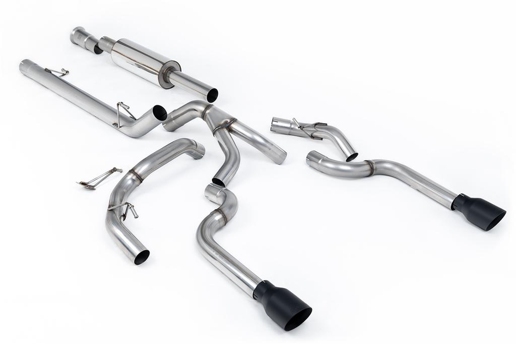 MillTek-SSXFD477-Cat-back Dual Outlet (Non Tremor Models) - Road Resonated with 2 x GT-100 Cerakote Black Tips | ML Performance Car Parts