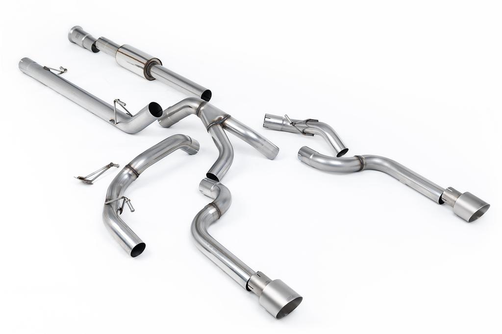 MillTek-SSXFD490-Cat-back Dual Outlet (Non Tremor Models) - Race Part-Resonated (Louder) with 2 x GT-100 Brushed Titanium Tips | ML Performance Car Parts