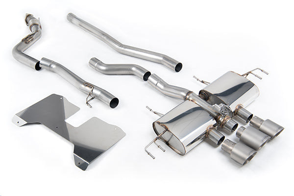 Milltek SSXHO285 Honda / Acura Non Resonated (Loudest) Valved Catback With Oe Style 2 X 4" And 1 X 4.5" Brushed Titanium Trims (Inc. Civic)