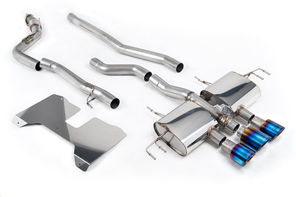 Milltek SSXHO286 Honda / Acura Non Resonated (Loudest) Valved Catback With Oe Style 2 X 4" And 1 X 4.5" Burnt/Blue Titanium Trims (Inc. Civic)