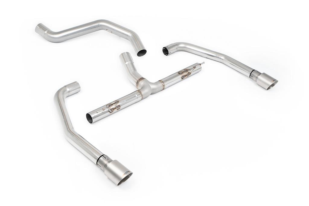 MillTek-SSXINE117-Particulate Filter-back Non Resonated (Louder) GT-90 Brushed Titanium Tips | ML Performance Car Parts