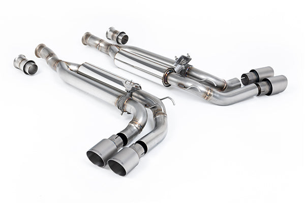 Milltek SSXMZ161 Mercedes Cat-Back Valved With Brushed Titanium GT-90 Trims (Inc. G-Class)