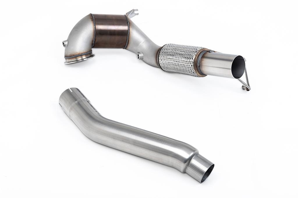 MillTek-SSXVW766-Large Bore Downpipe and Hi-Flow Sports Cat 94mm / 3.7inch ID Turbo Outlet to 80mm / 3.15inch Downpipe with 200CPSI NO CEL Race Cat- Fits with OE CatBack System Only | ML Performance Car Parts