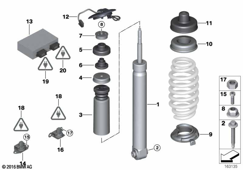 Genuine BMW 33522284313 Shock Absorber, Rear | ML Performance US Car Parts