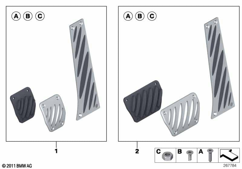 Genuine BMW 35002213212 Set Of Aluminium Pedal Pads Automatic transmission | ML Performance US Car Parts