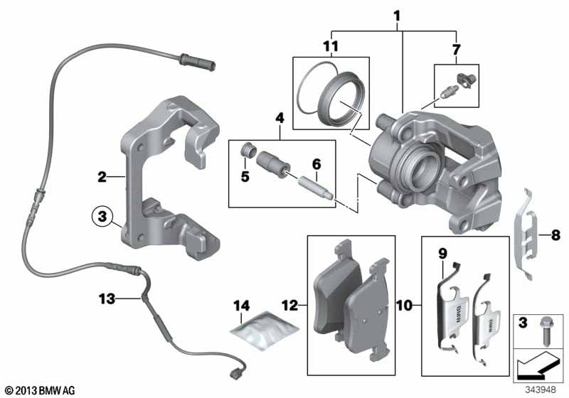 Genuine BMW 34116850649 Caliper Housing Left | ML Performance US Car Parts