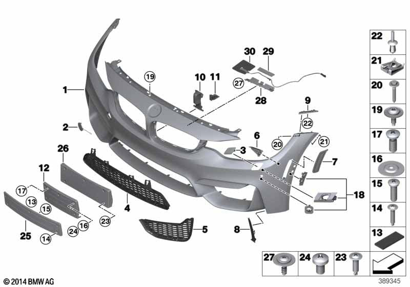 Genuine BMW 51118054302 Grill, Air Intake, Open, Right | ML Performance US Car Parts
