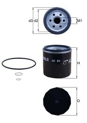 Mahle OC91D - Oil Filter