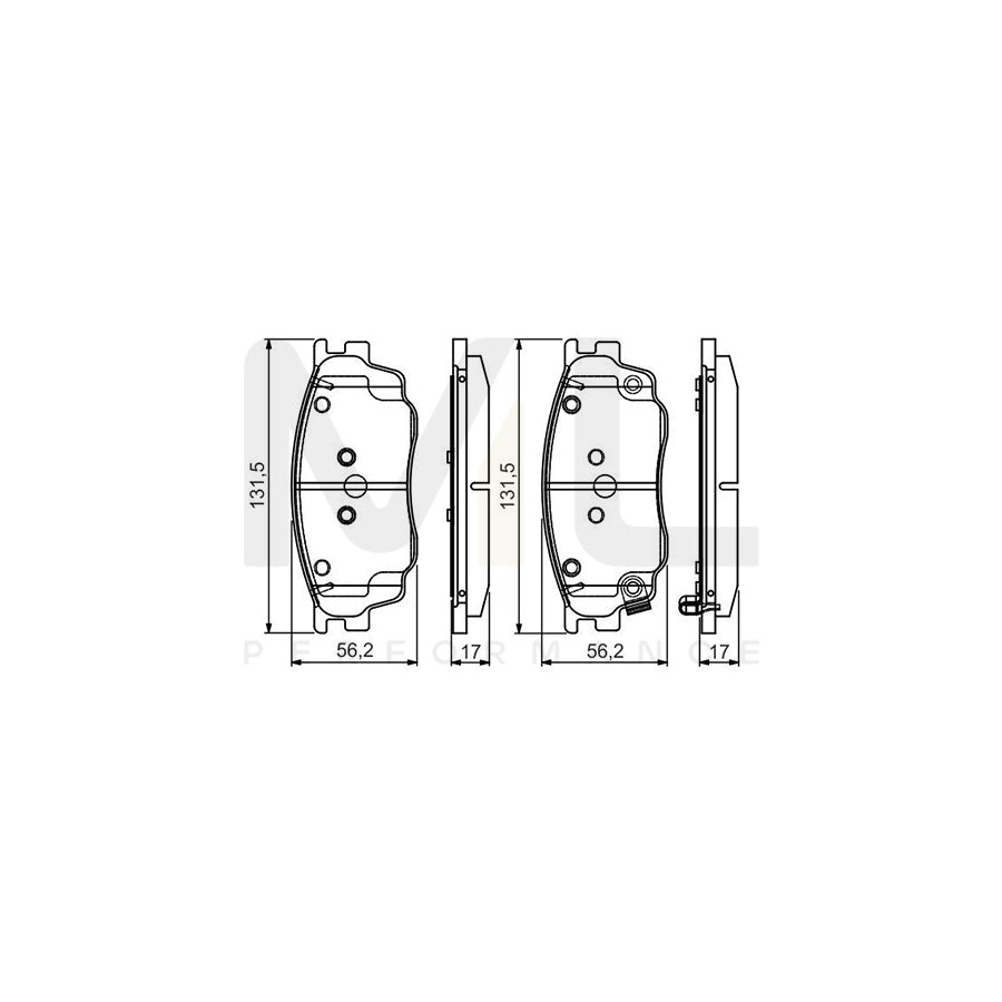 Bosch 0986495087 Brake Pad Set For Mazda 6 With Acoustic Wear Warning, With Mounting Manual BP1501 | ML Performance Car Parts