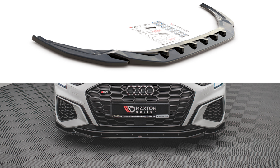 Maxton Design AU-A3-8Y-SLINE-FD4T Front Splitter V.4 Audi S3 / A3 S-Line 8Y | ML Performance UK Car Parts