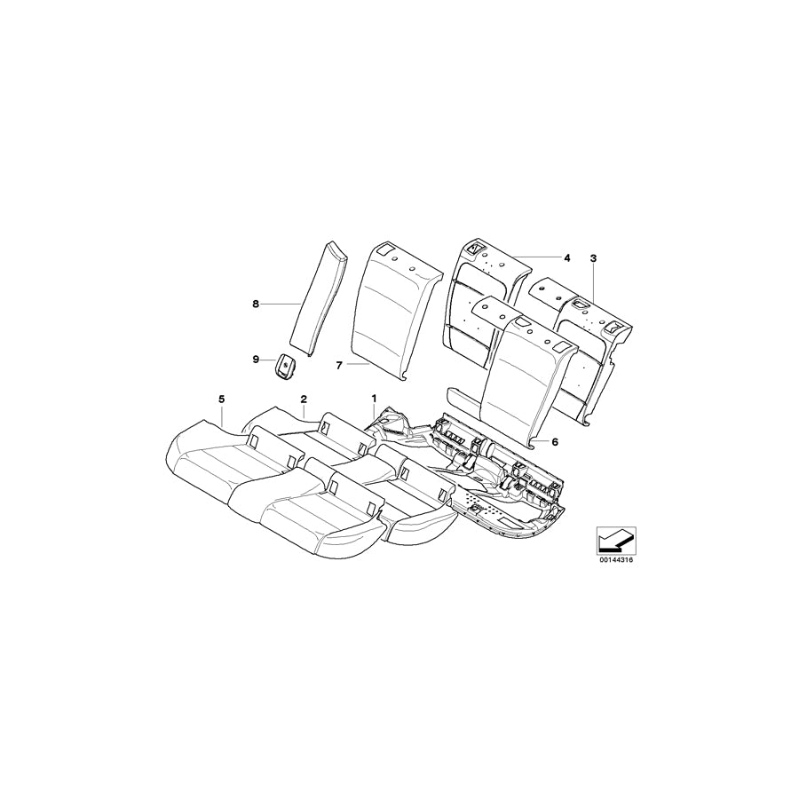 Genuine BMW 52206971667 E91 E91 Side Section, Imitation Leather, Left SCHWARZ (Inc. 316i, 330xd & 328i) | ML Performance EU Car Parts