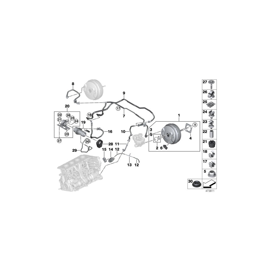 Genuine BMW 11668611344 G11 G30 G12 Vacuum Pipe (Inc. 740Le, 740e & 740LeX) | ML Performance EU