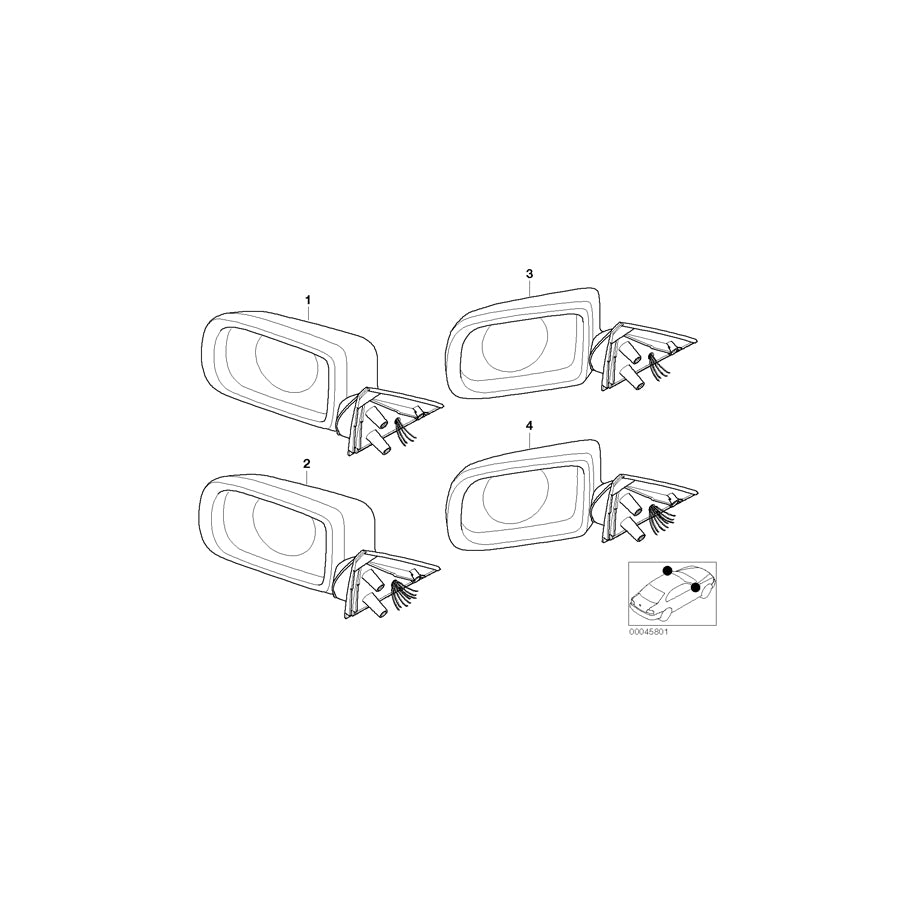 Genuine BMW 51168266438 E38 Outside Mirror W/Out Glass Heated Right (Inc. 728iL, 750iLP & 735iL) | ML Performance EU Car Parts