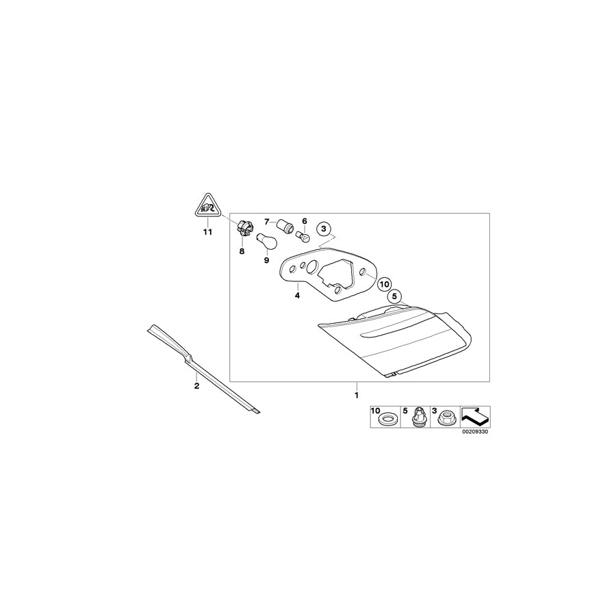 Genuine BMW 63217162074 E65 E66 E67 Gasket, Rear Light, Trunk Lid, Right (Inc. 760i, 735Li & 750i) | ML Performance EU