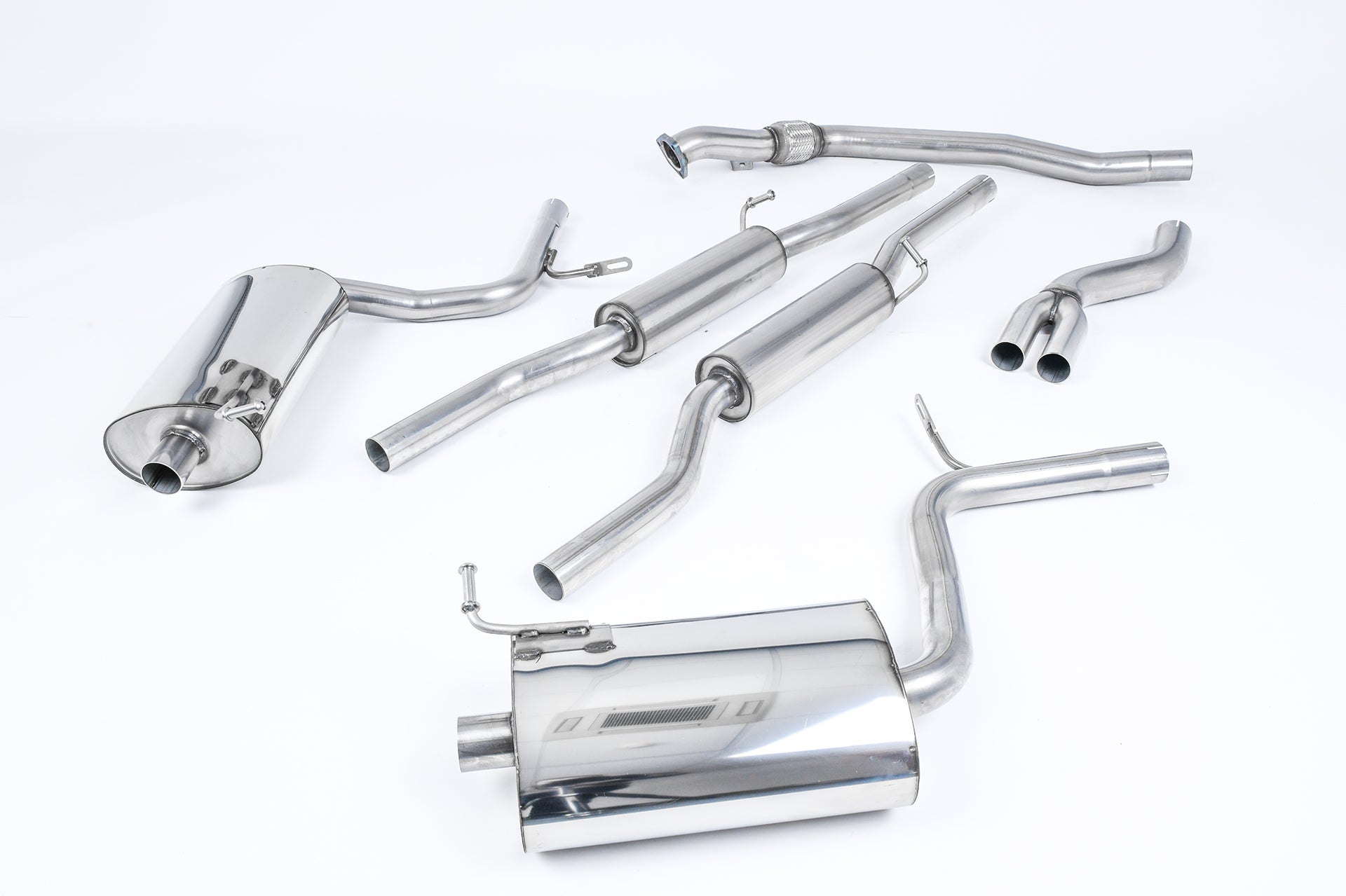 MillTek SSXAU034 Audi A4 Cat-Back Exhaust with 90mm Detachable Trims
