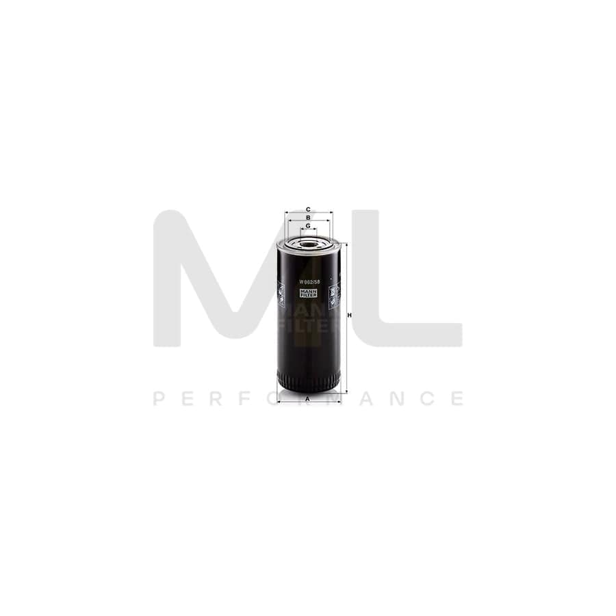 MANN-FILTER W 962/58 Oil Filter Spin-on Filter | ML Performance Car Parts