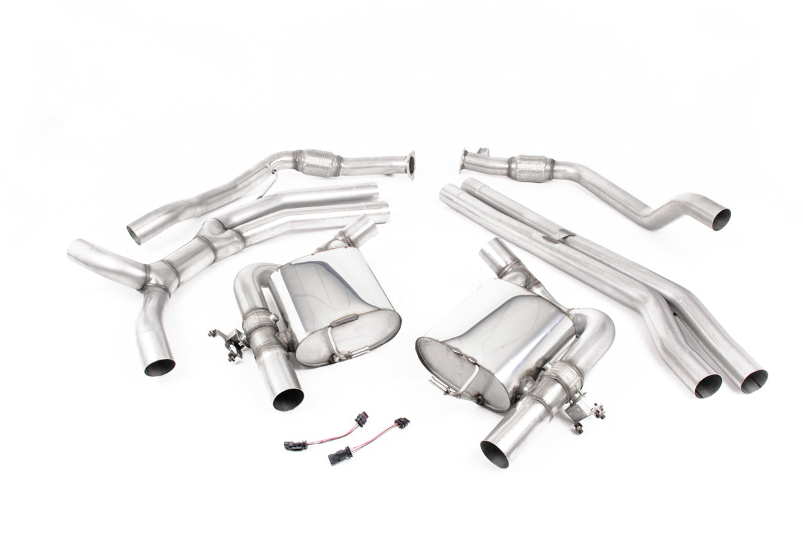 MillTek SSXAU1009 Audi RS5 Non-Resonated (Race) Cat-Back Exhaust with Titanium Oval Trims