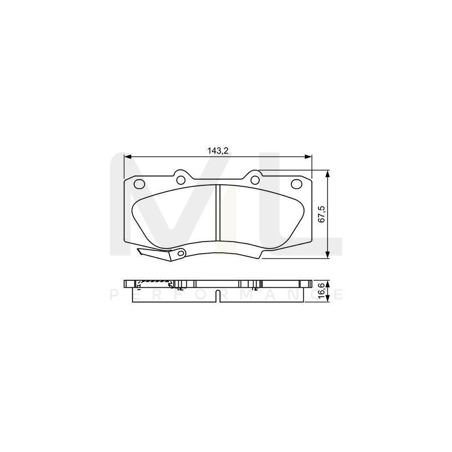 Bosch 0986495302 Brake Pad Set For Toyota Hilux Vii Pickup With Acoustic Wear Warning, With Mounting Manual BP1591 | ML Performance Car Parts