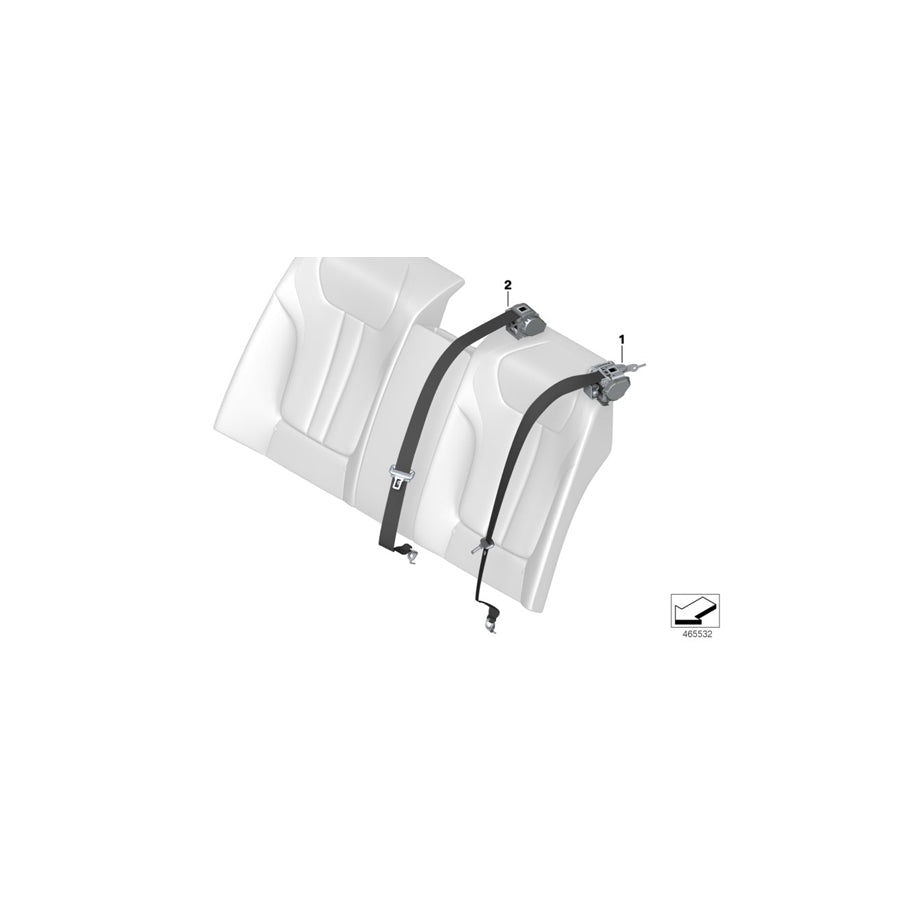 Genuine BMW 72117988897 G11 G12 Rear Center Upper Belt RAUCHWEIß (Inc. 730d, 730Ld & 750dX) | ML Performance EU Car Parts