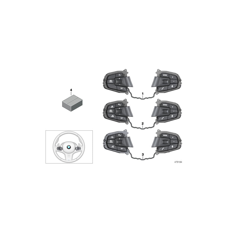 Genuine BMW 61318053151 G32 G02 G01 Switch, Multifunct. Steering Wheel (Inc. 530i, 540i & X4 30iX) | ML Performance EU Car Parts