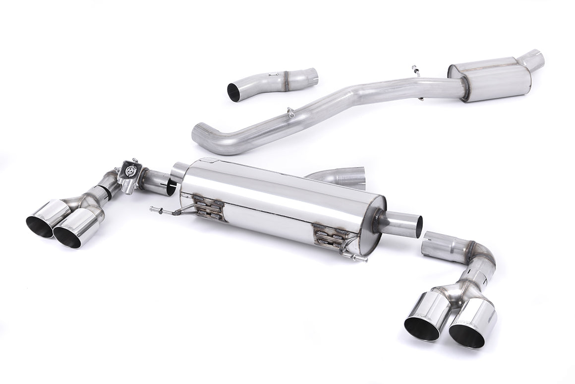 MillTek SSXAU488 Audi S1 Resonated Cat-Back Exhaust with Quad Polished Round Tips