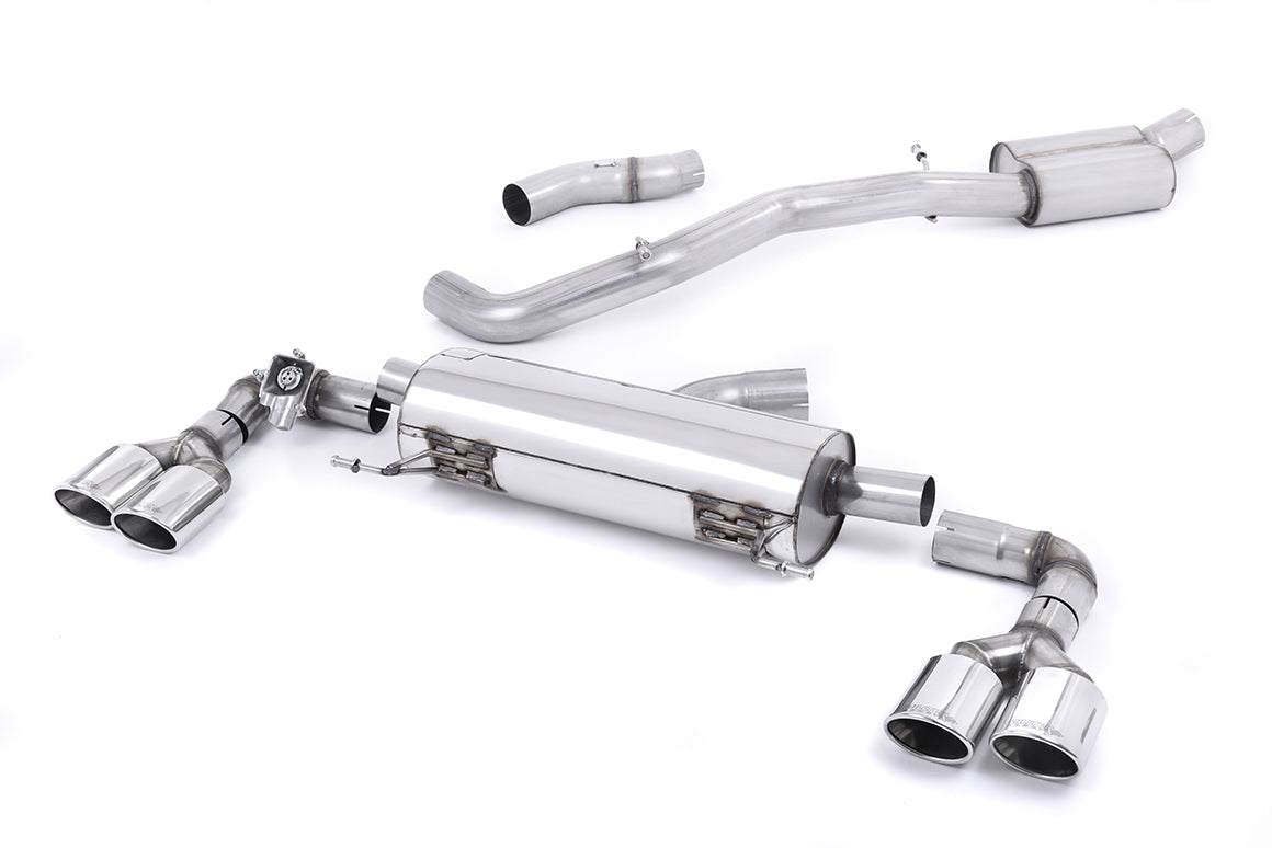 MillTek SSXAU487 Audi S1 Resonated Cat-Back Exhaust with Quad Polished Oval Tips - EC Approved
