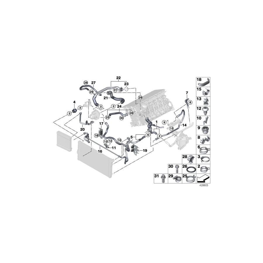Genuine BMW 17127585276 F10 F01 F07 Bracket, Coolant Hose (Inc. Hybrid 7, 535i & 730i) | ML Performance EU