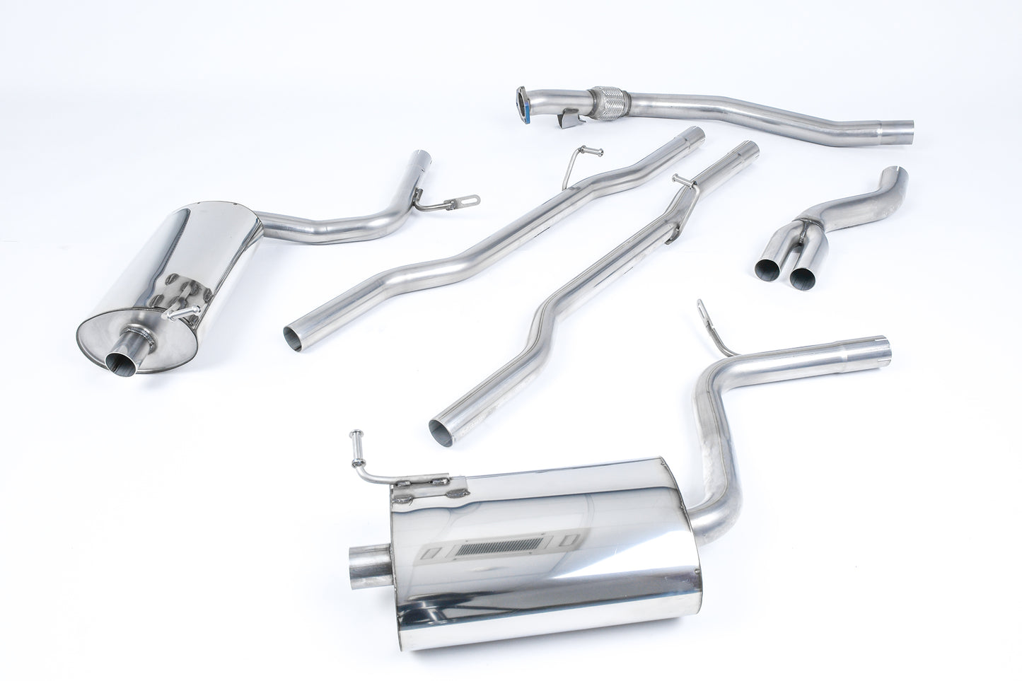 MillTek SSXAU511 Audi A4 Non-Resonated Cat-Back Exhaust with 90mm GT-90 Detachable Trims